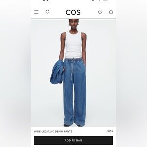NWT COS wide leg fluid denim pants size 6